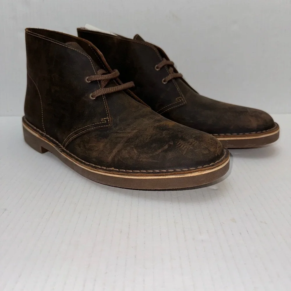 Clarks Desert Boots Mens 13 Bushacre 2 Ankle Brown Leather Lace Up‎ Chukka Shoes